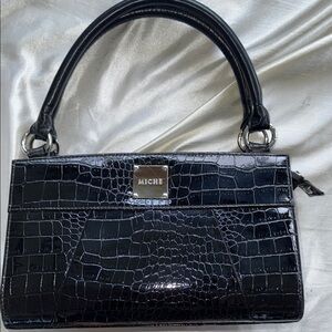 Miche Classic Black Base & Croc-Embossed Ella Skin with Silver Hardware